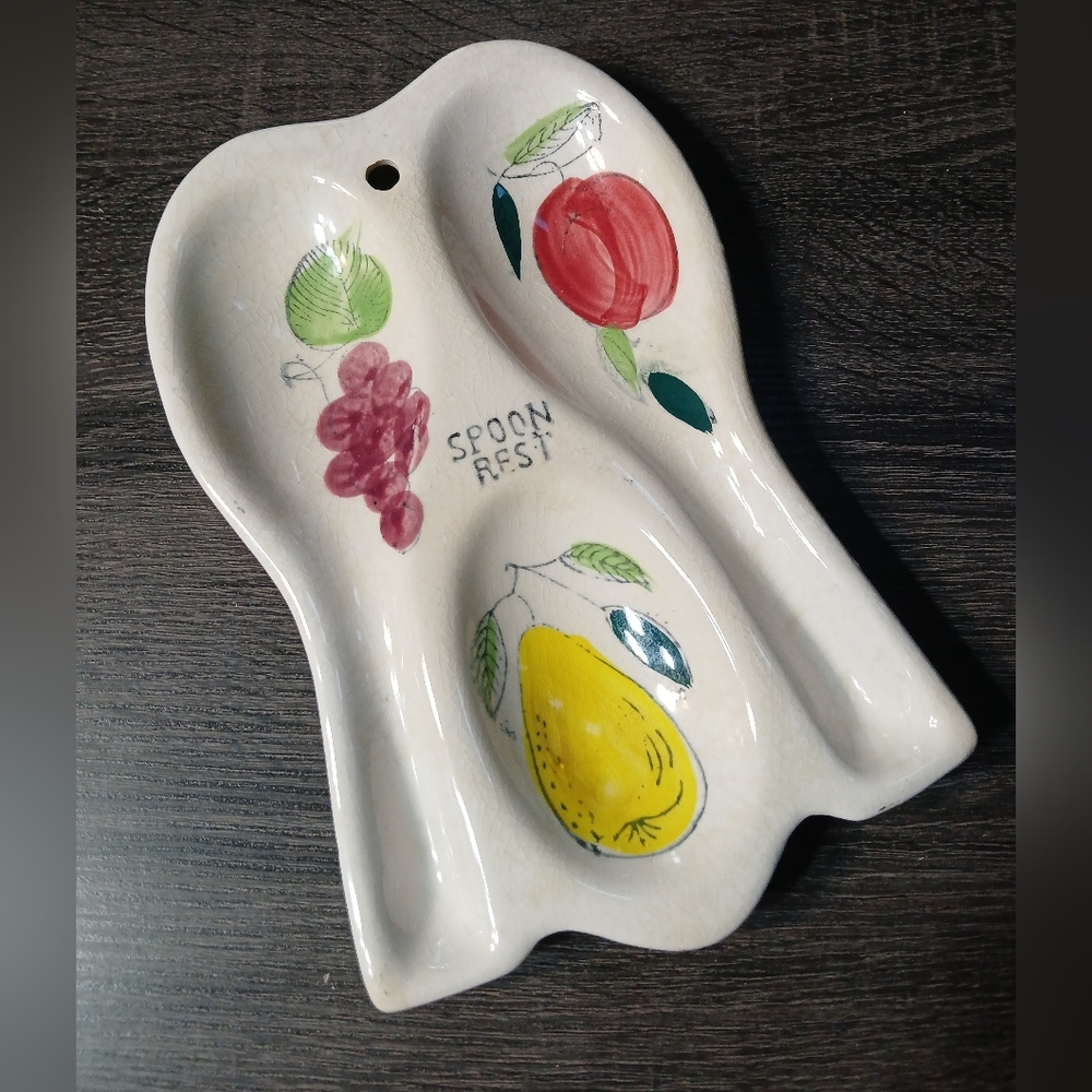 Vintage Ceramic Triple Hanging Spoon Rest